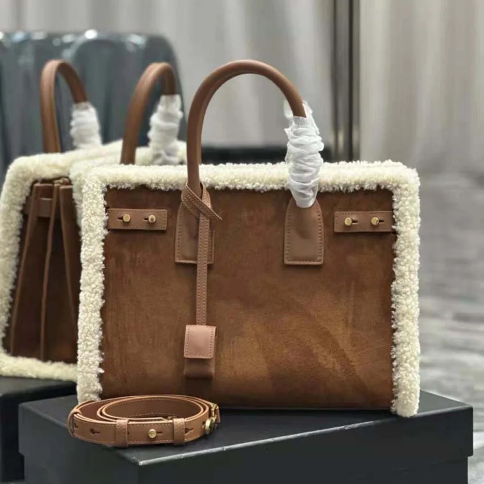 Saint Laurent YSL Sac De Jour Supple Medium in Suede and Shearling for Women Saint Laurent YSL Sac De Jour Supple Medium in Suede and Shearling for Women