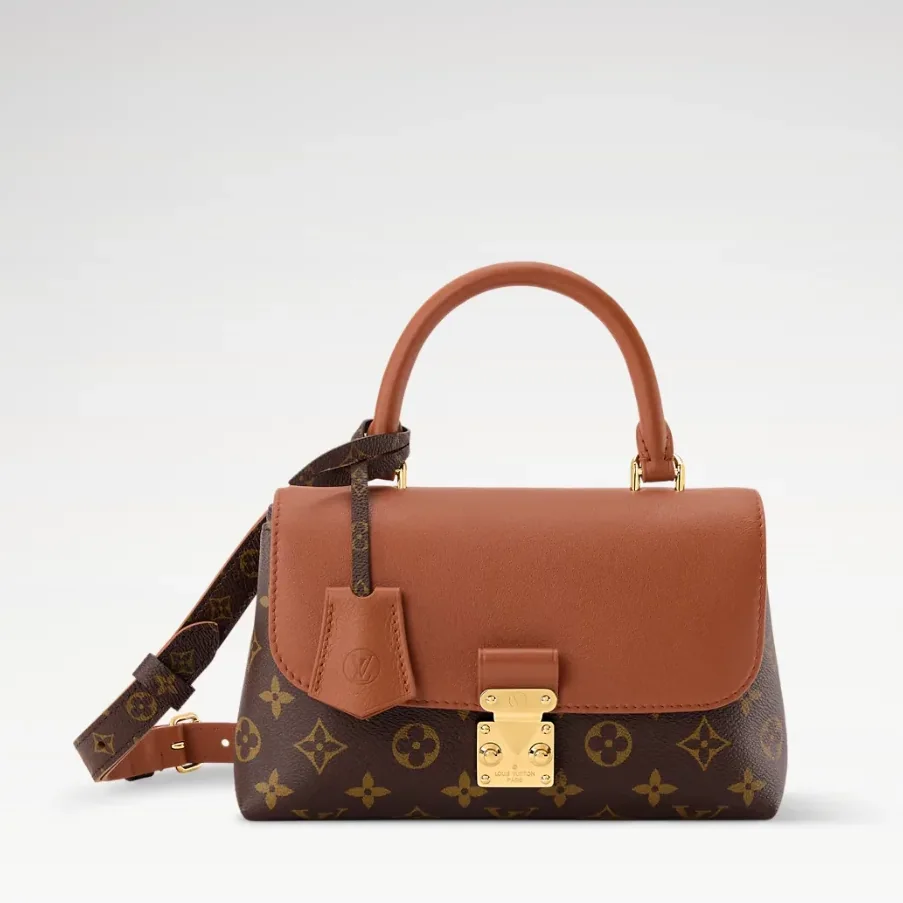 Louis Vuitton Madeleine BB Top Handle Bag / Cognac Brown Monogram Gold Hardware