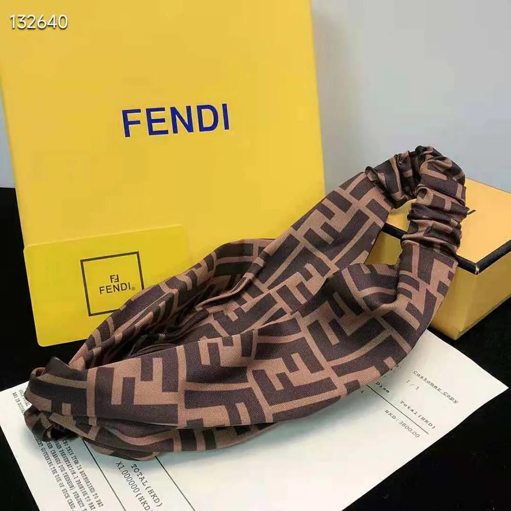 Fendi FF Band FF Band Brown Silk Bandeau Top for Women Fendi FF Band FF Band Brown Silk Bandeau Top for Women