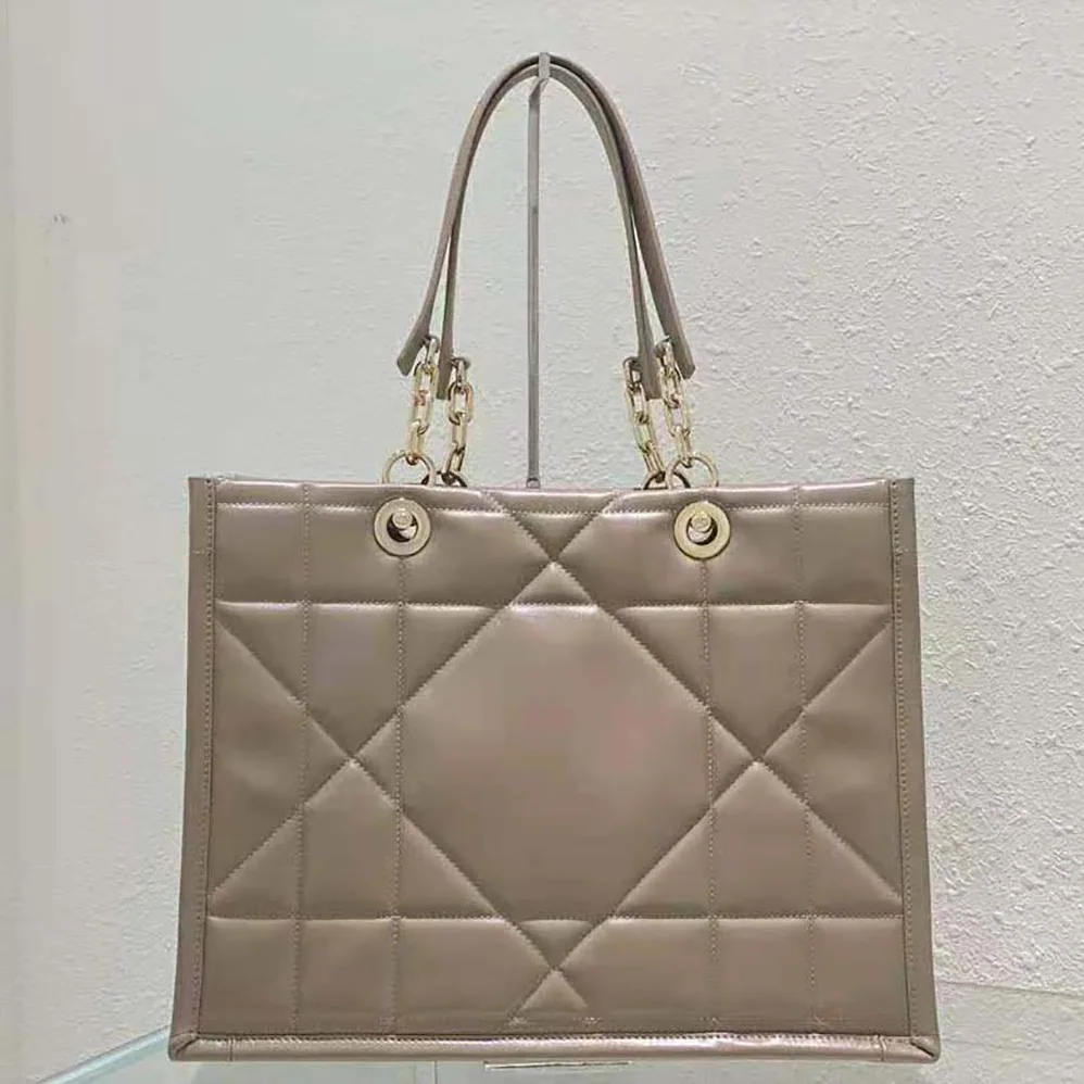 Dior Medium Dior Essential Tote Bag Hazelnut Archicannage Calfskin for Women