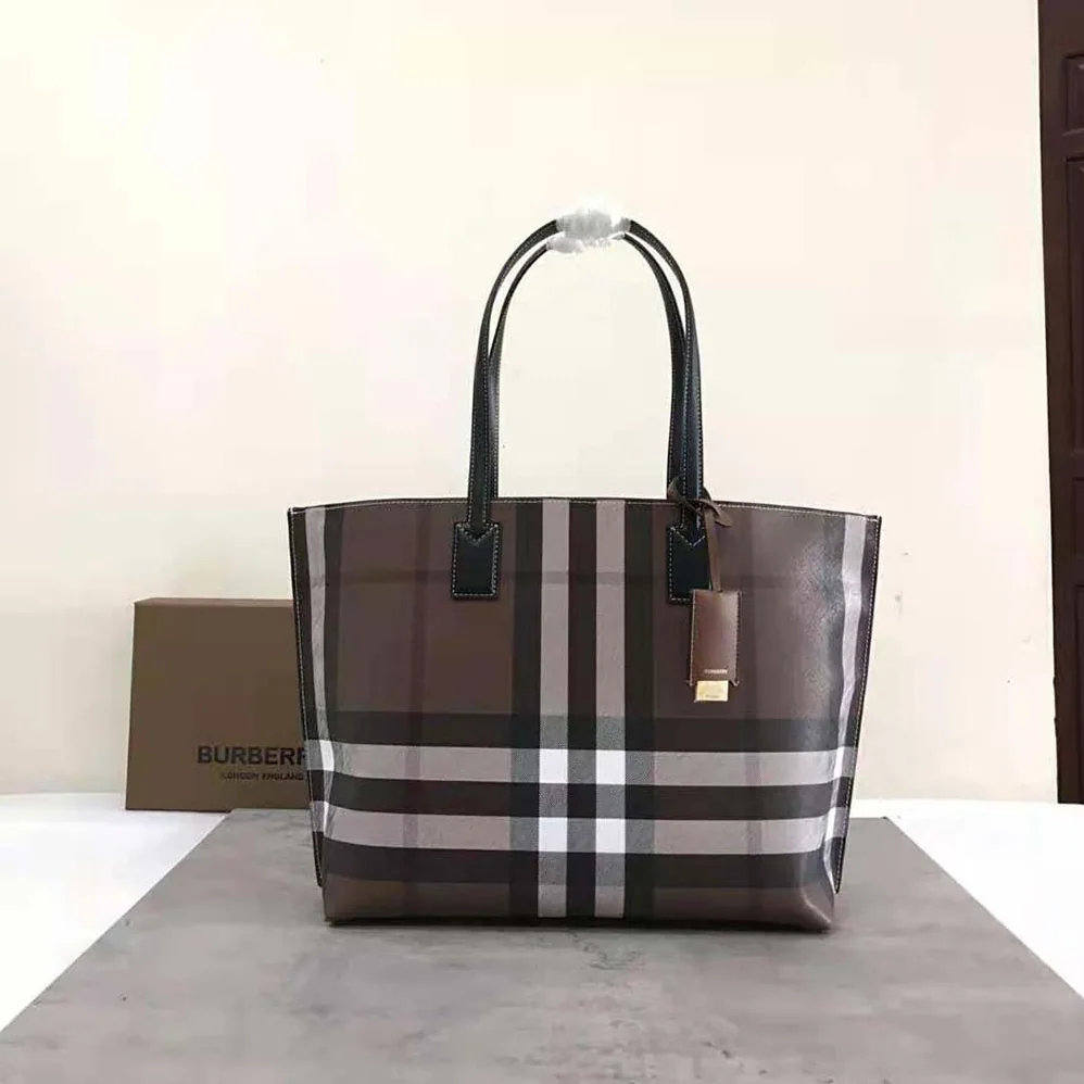 Burberry Check Tote in Calf Leather for Women