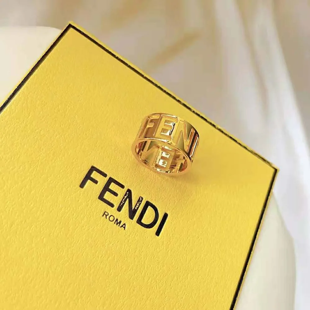 Fendi Wide Band Ring with Laser for Women in Cut Fendi Lettering