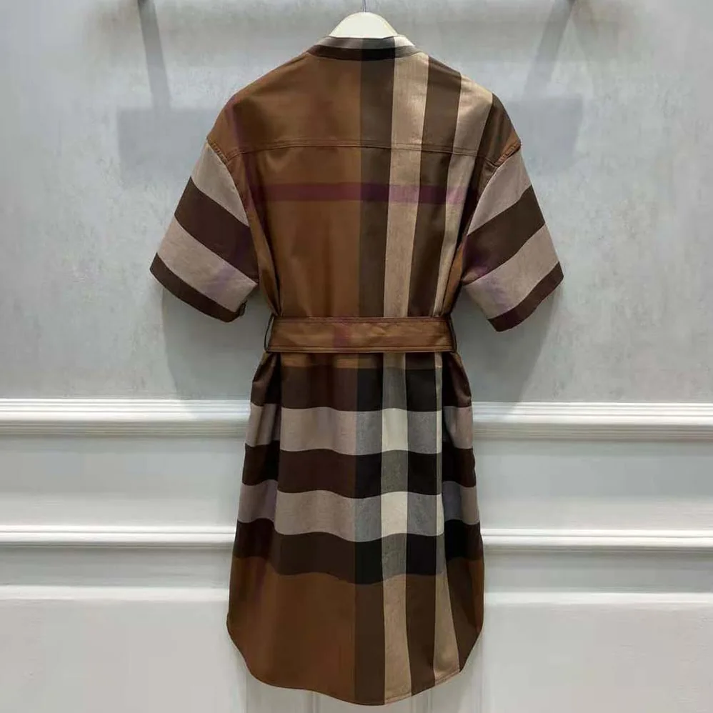 Burberry Check Cotton Tie for Women in waist Shirt Dress Burberry Check Cotton Tie for Women in waist Shirt Dress