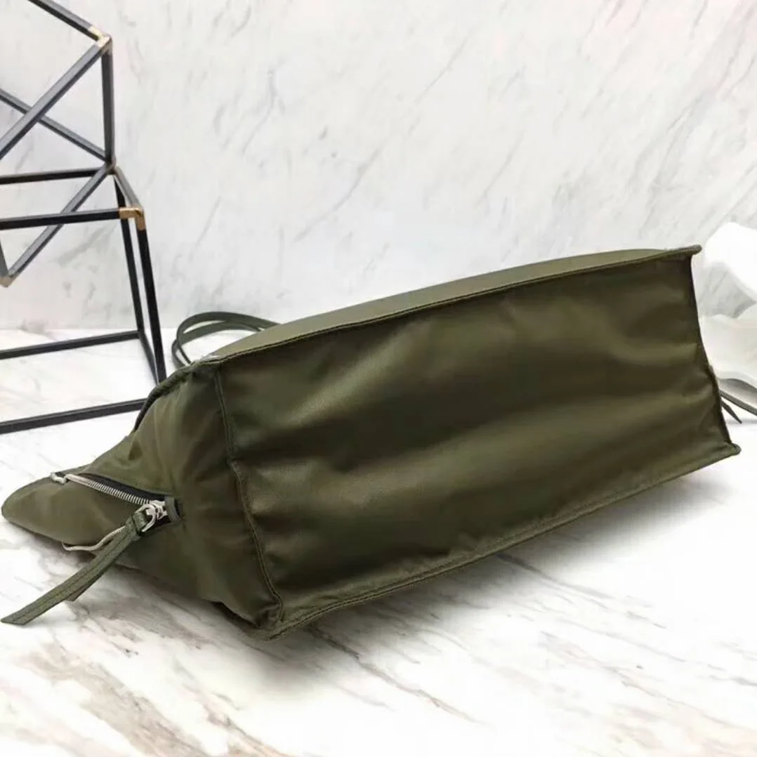 Prada Etiquette Fabric Tote with Metal Stud Trim in Olive Prada Etiquette Fabric Tote with Metal Stud Trim in Olive