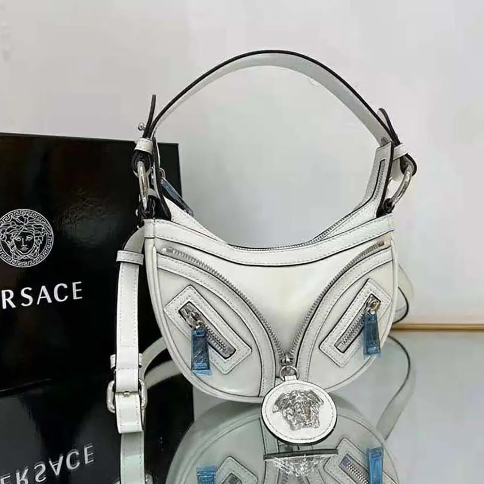 Versace Repeat Mini Hobo Bag for Women in White