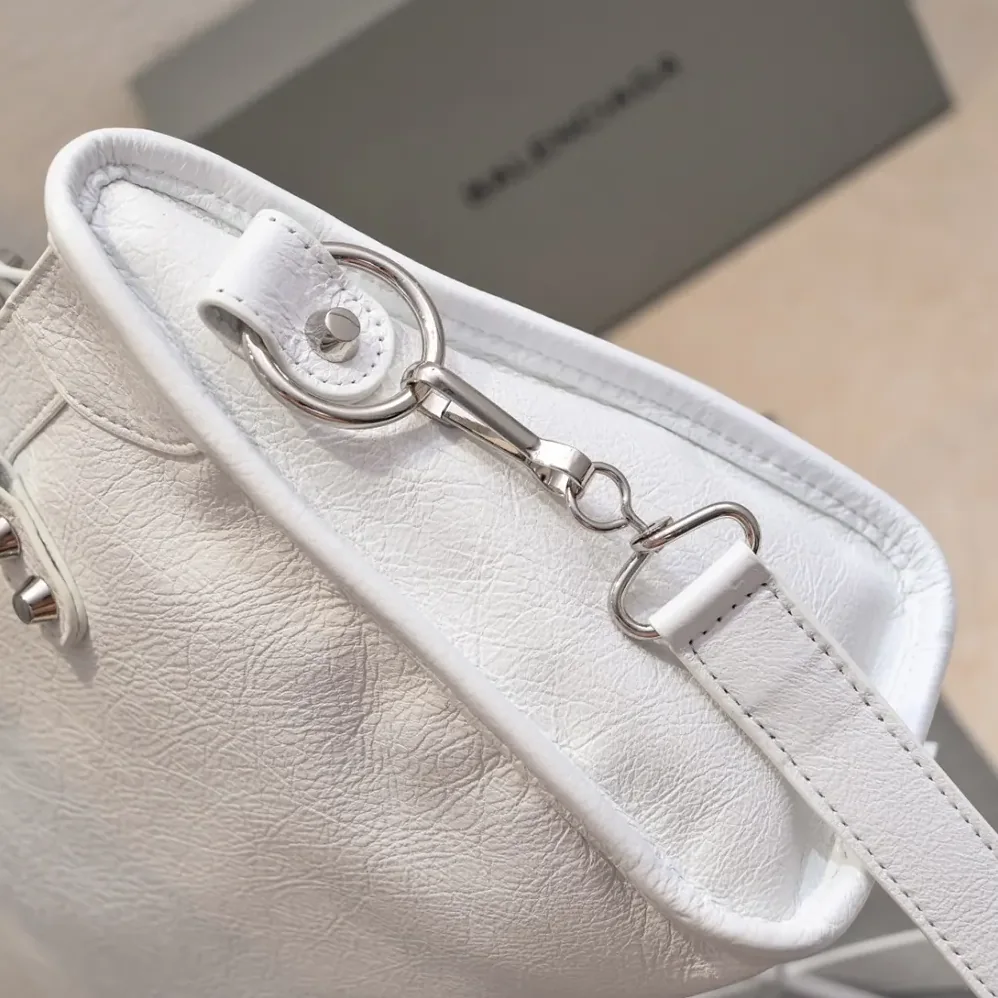 Balenciaga Le City Medium Bag in Optic White Arena Lambskin for Women Balenciaga Le City Medium Bag in Optic White Arena Lambskin for Women