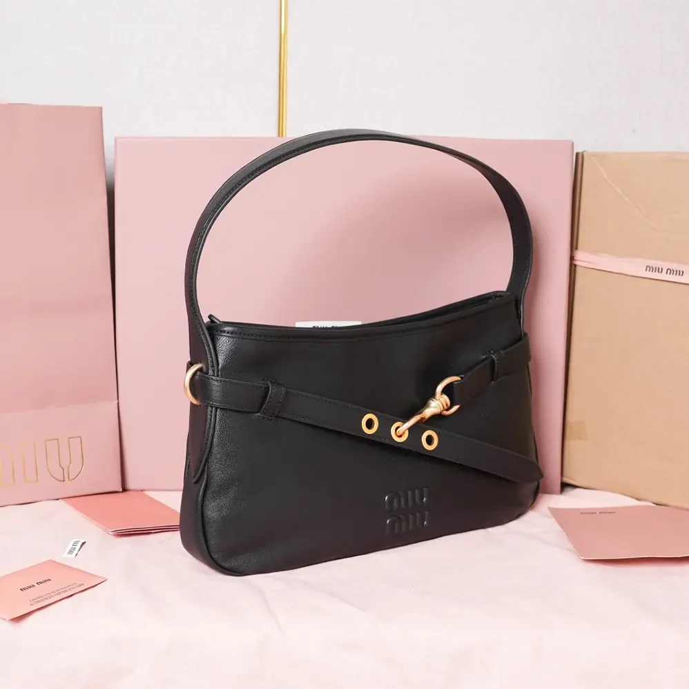 Miu Miu Aventure Nappa Leather Bag for Women in Black Miu Miu Aventure Nappa Leather Bag for Women in Black