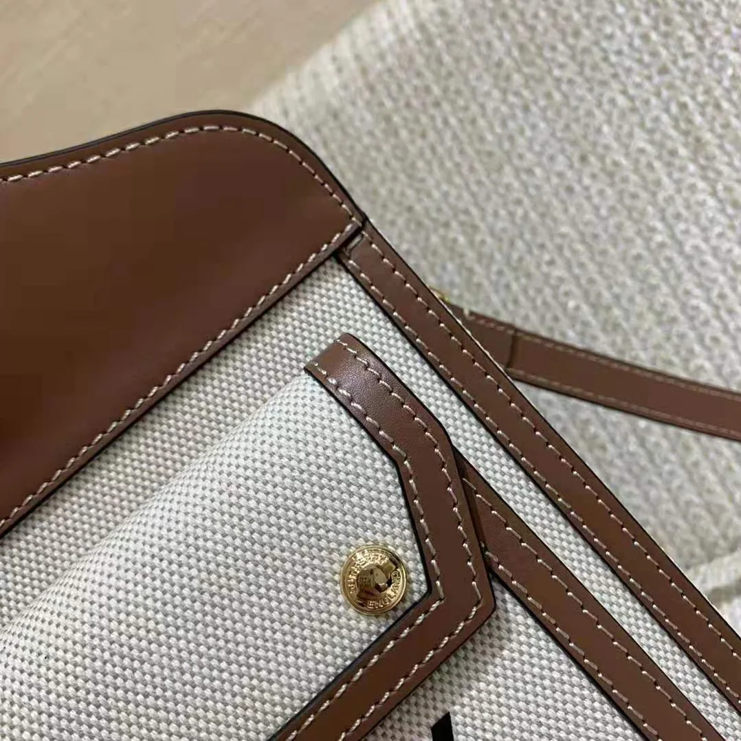 Burberry Mini Two-Tone Canvas and Leather Pocket for Women in Beige