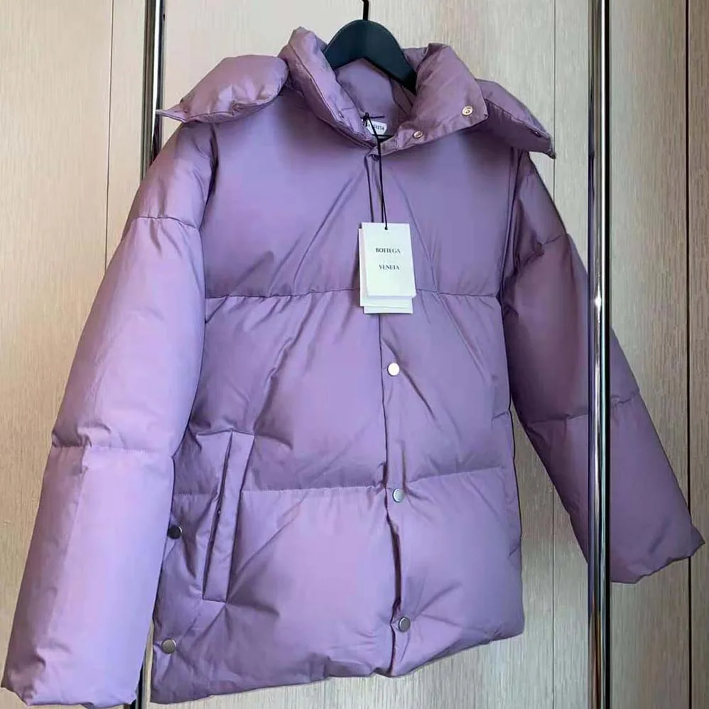 Bottega Veneta Frosted Poplin Puffer Jacket for Women in Purple Bottega Veneta Frosted Poplin Puffer Jacket for Women in Purple