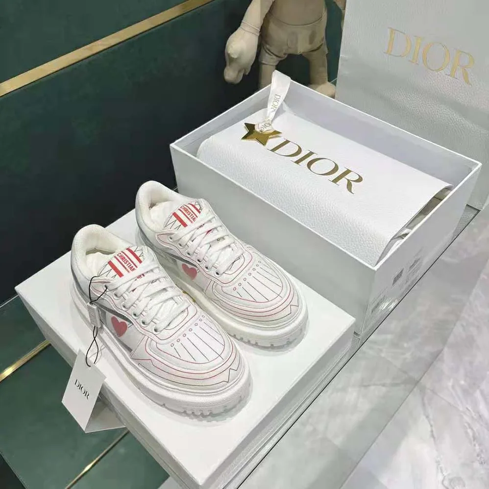 Dior Dioramour Dior Addict Sneaker White Black and Red D-Chess Heart Calfskin and Technical Fabric for Women Dior Dioramour Dior Addict Sneaker White Black and Red D-Chess Heart Calfskin and Technical Fabric for Women