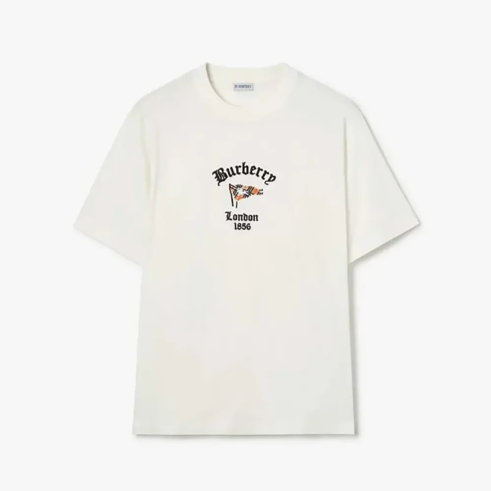 Burberry Check Flag Cotton T-shirt for Men in White Burberry Check Flag Cotton T-shirt for Men in White