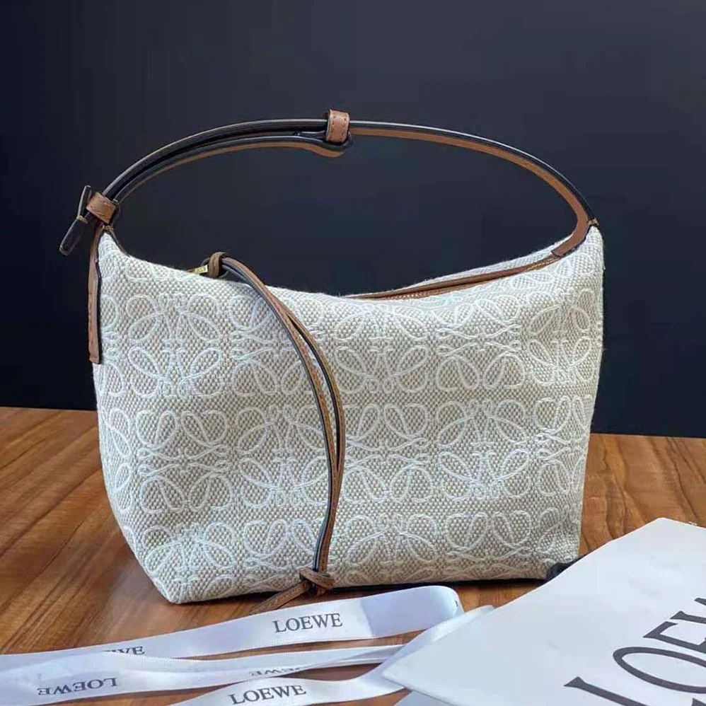Loewe Small Cubi Bag in Anagram Jacquard and Calfskin for Women Loewe Small Cubi Bag in Anagram Jacquard and Calfskin for Women