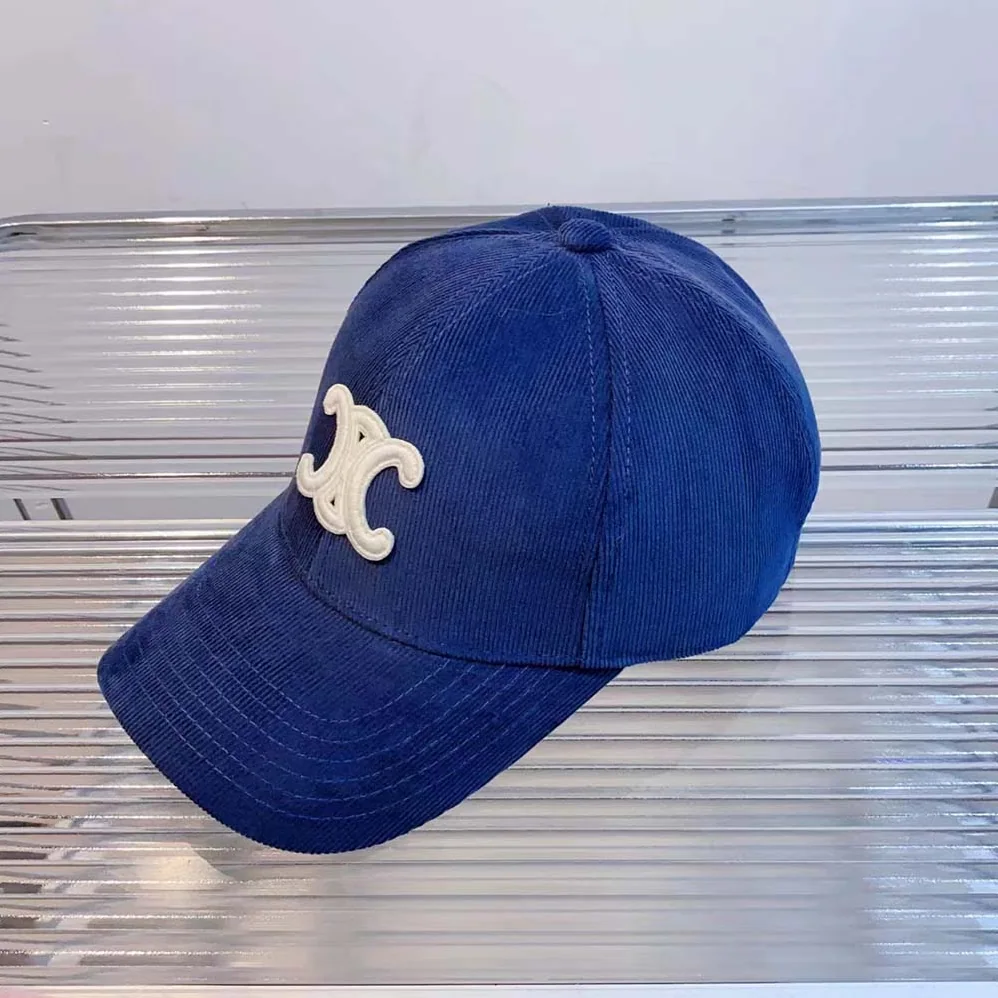 Celine Triomphe Cotton Baseball Cap for Women in Blue