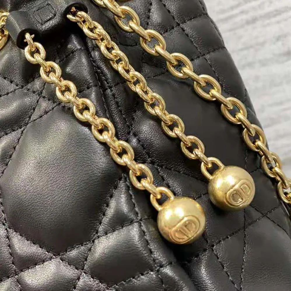 Dior Medium Dior Ammi Bag Black Supple Macrocannage Lambskin for Women