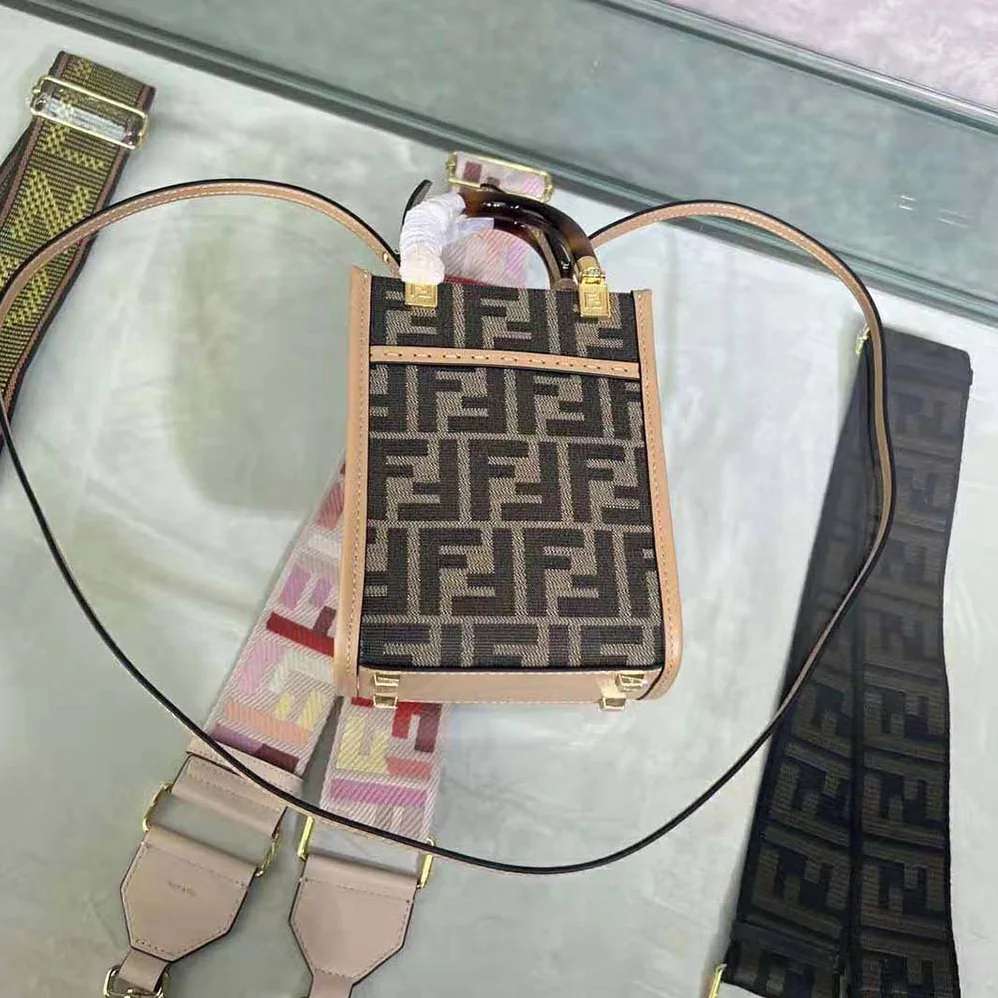 Fendi Mini Sunshine Shopper Brown FF Fabric Mini for Women in Bag Fendi Mini Sunshine Shopper Brown FF Fabric Mini for Women in Bag