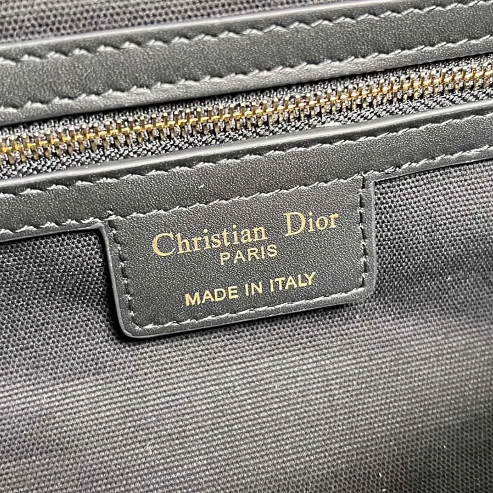Dior Small D-Journey Bag in Crinkled Calfskin Black Flat Macrocannage for Women