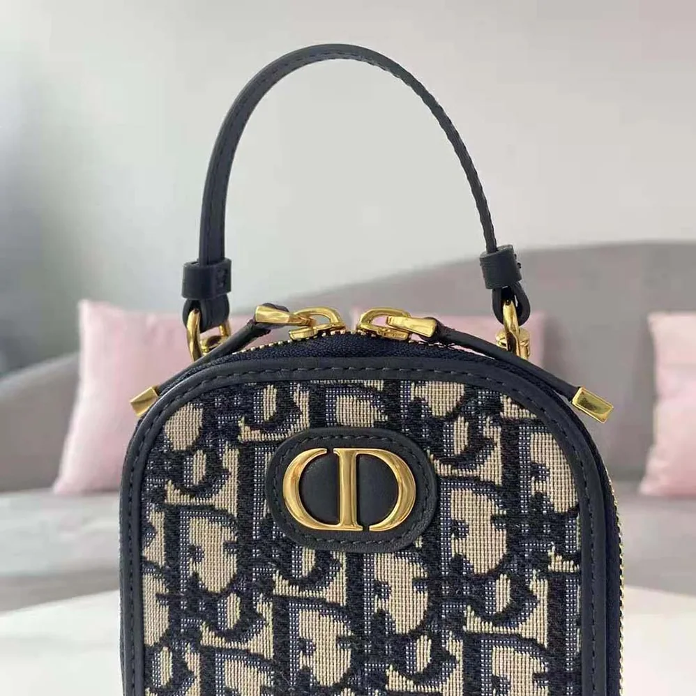 Dior 30 Montaigne Phone Holder Blue Dior Oblique Jacquard for Women Dior 30 Montaigne Phone Holder Blue Dior Oblique Jacquard for Women