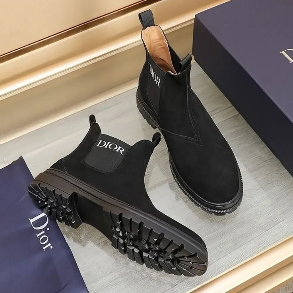 Dior D-Town Ankle Boot Black Suede Calfskin for Men