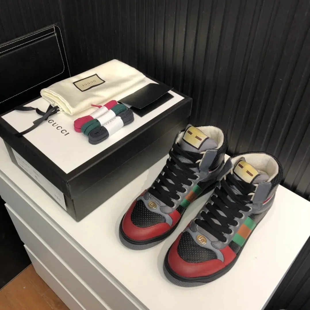 Gucci Screener Distressed High for Men in Top Sneakers Black