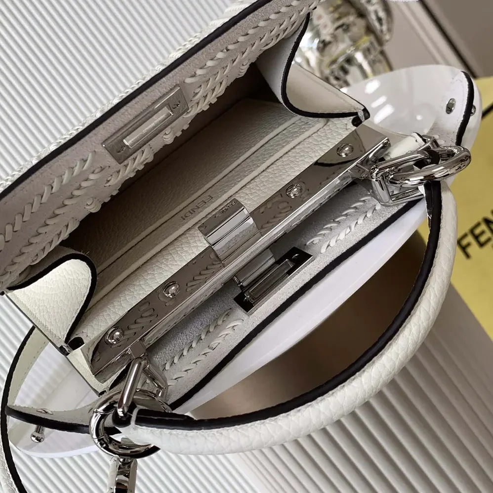 Fendi Peekaboo ISeeU Mini Leather Bag with FF Interlacing for Women Fendi Peekaboo ISeeU Mini Leather Bag with FF Interlacing for Women