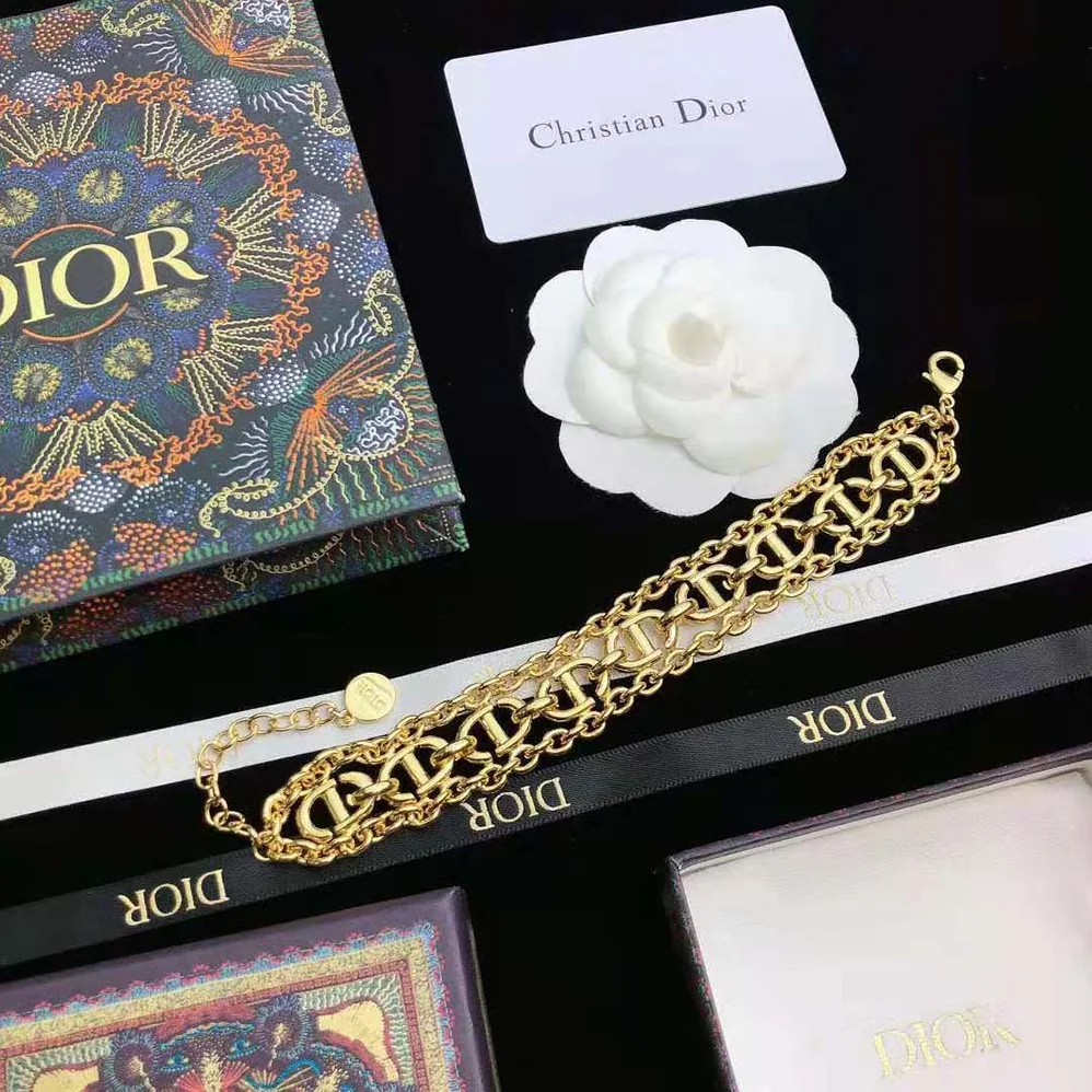 Dior CD Navy Bracelet Gold for Women in Finish Metal