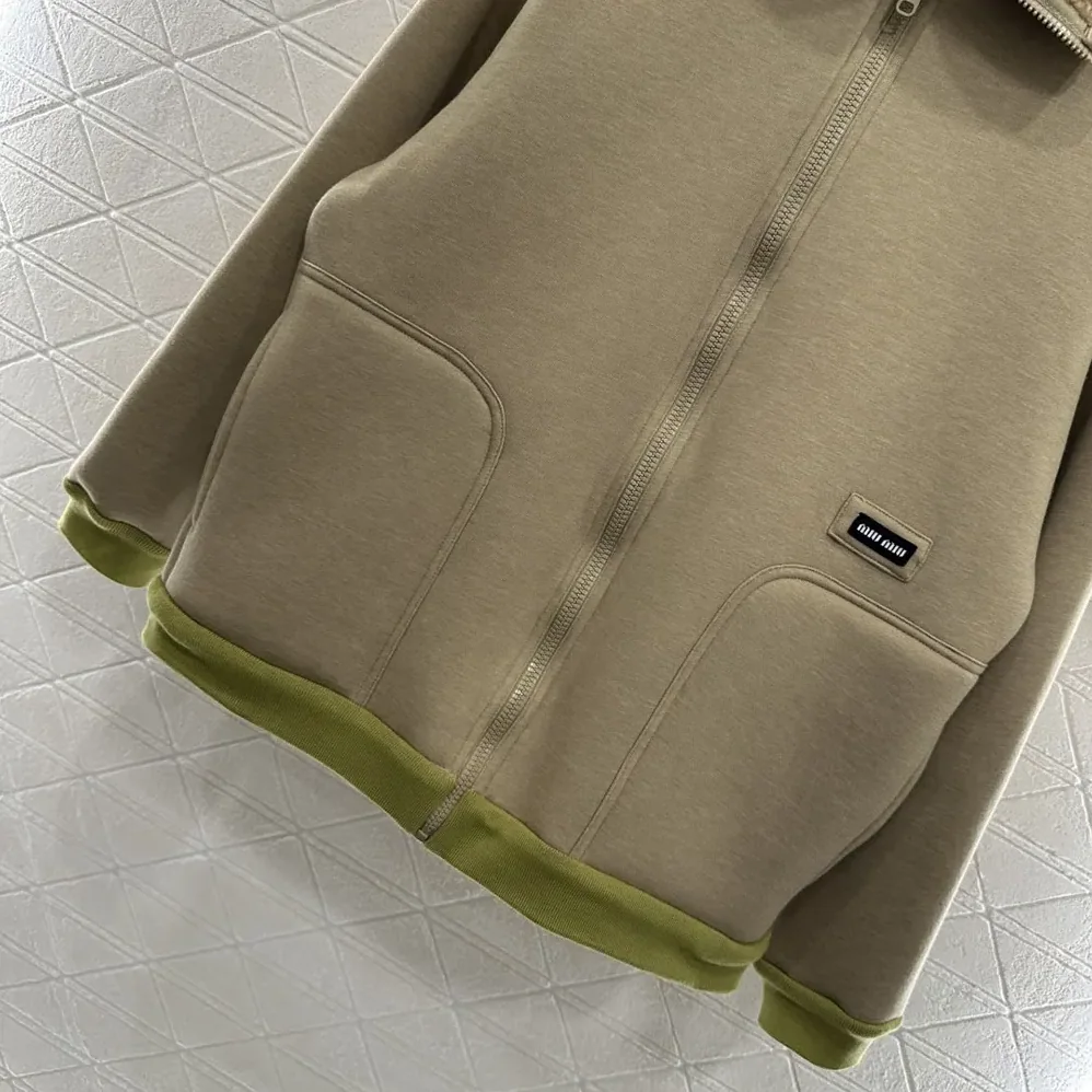 Miu Miu Cotton Fleece Zipper Blouson Jacket for Women