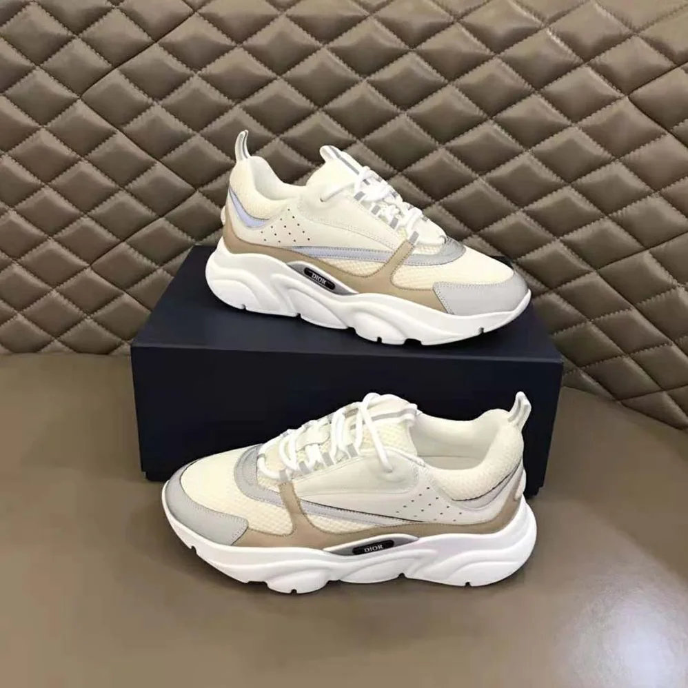 Dior B22 Sneaker Cream Technical Mesh with Beige and White Smooth Calfskin for Men Dior B22 Sneaker Cream Technical Mesh with Beige and White Smooth Calfskin for Men