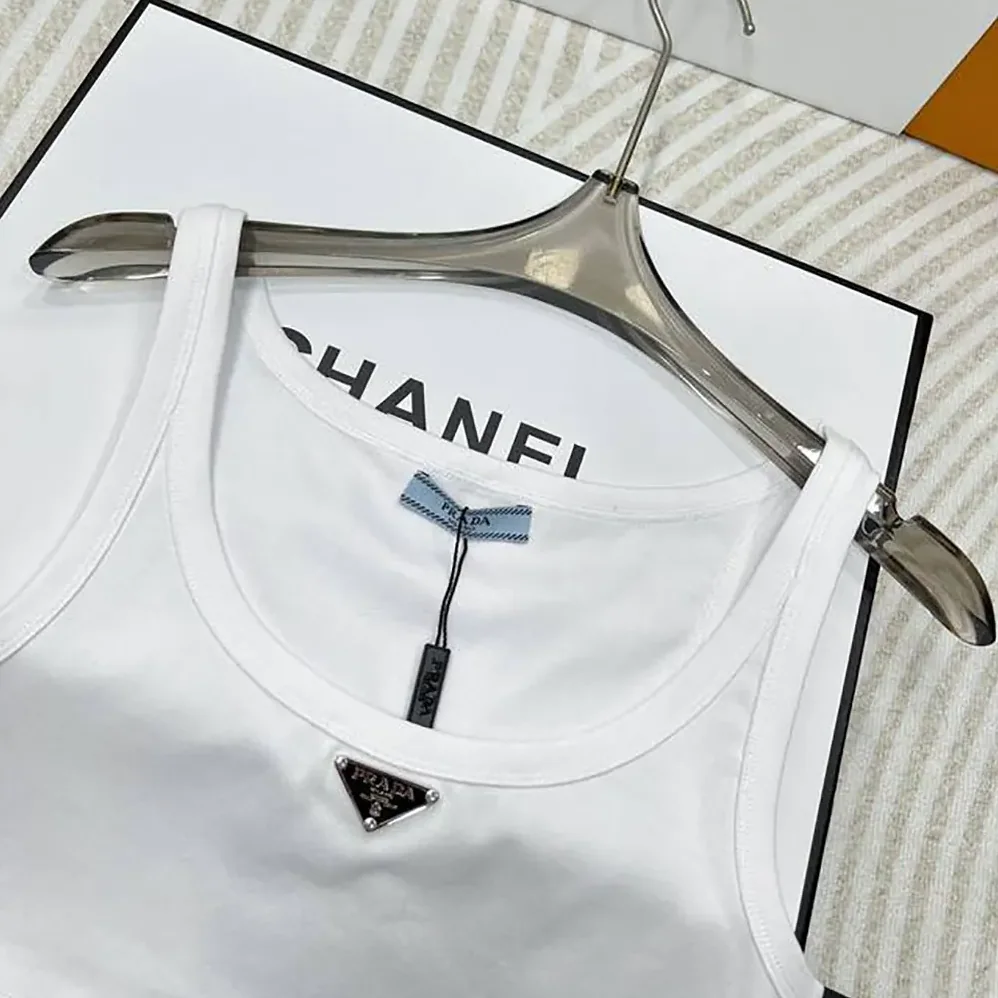 Prada Jersey Cropped Top for Women in White Prada Jersey Cropped Top for Women in White