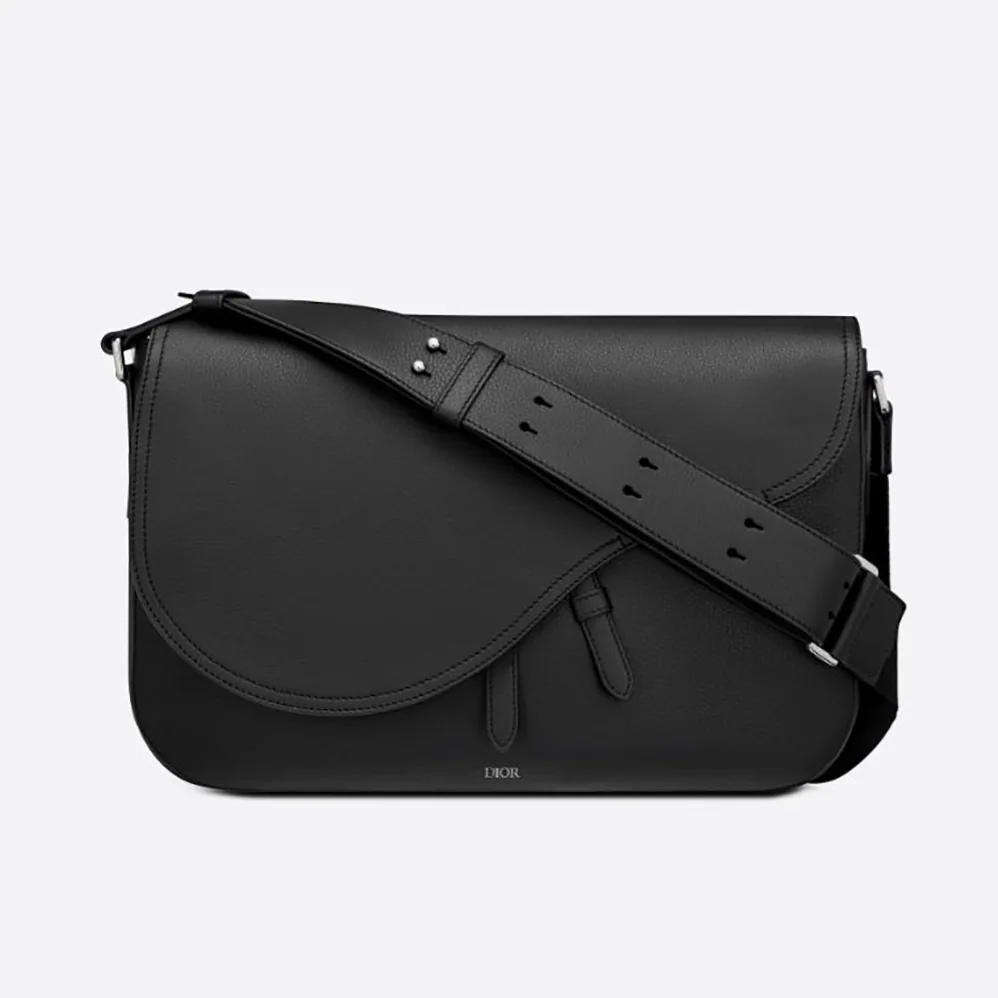Dior Saddle Messenger Bag Black Grained Calfskin for Men