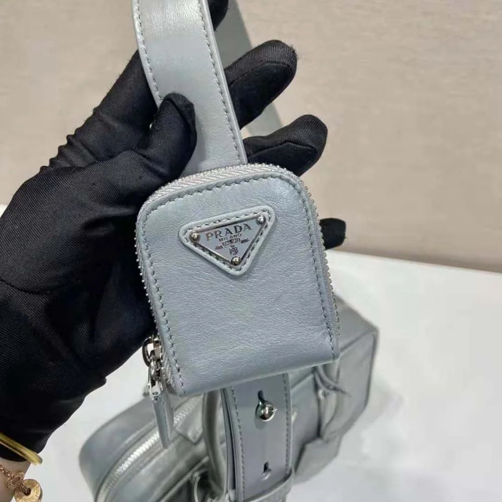 Prada Medium Antique Nappa Leather Top Handle Bag for Women in Gray Prada Medium Antique Nappa Leather Top Handle Bag for Women in Gray