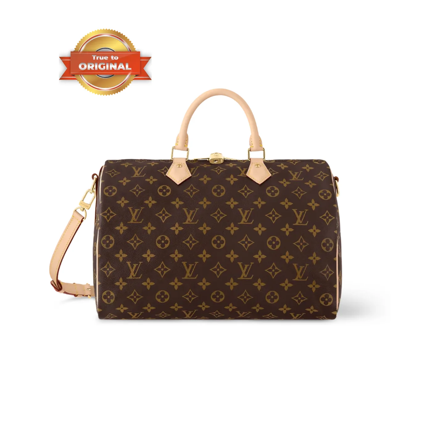 Louis Vuitton Speedy Bandouliere 35 Top Handle Bag in Brown Gold Hardware