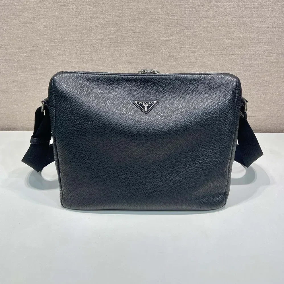 Prada Leather Shoulder Bag for Men in Black