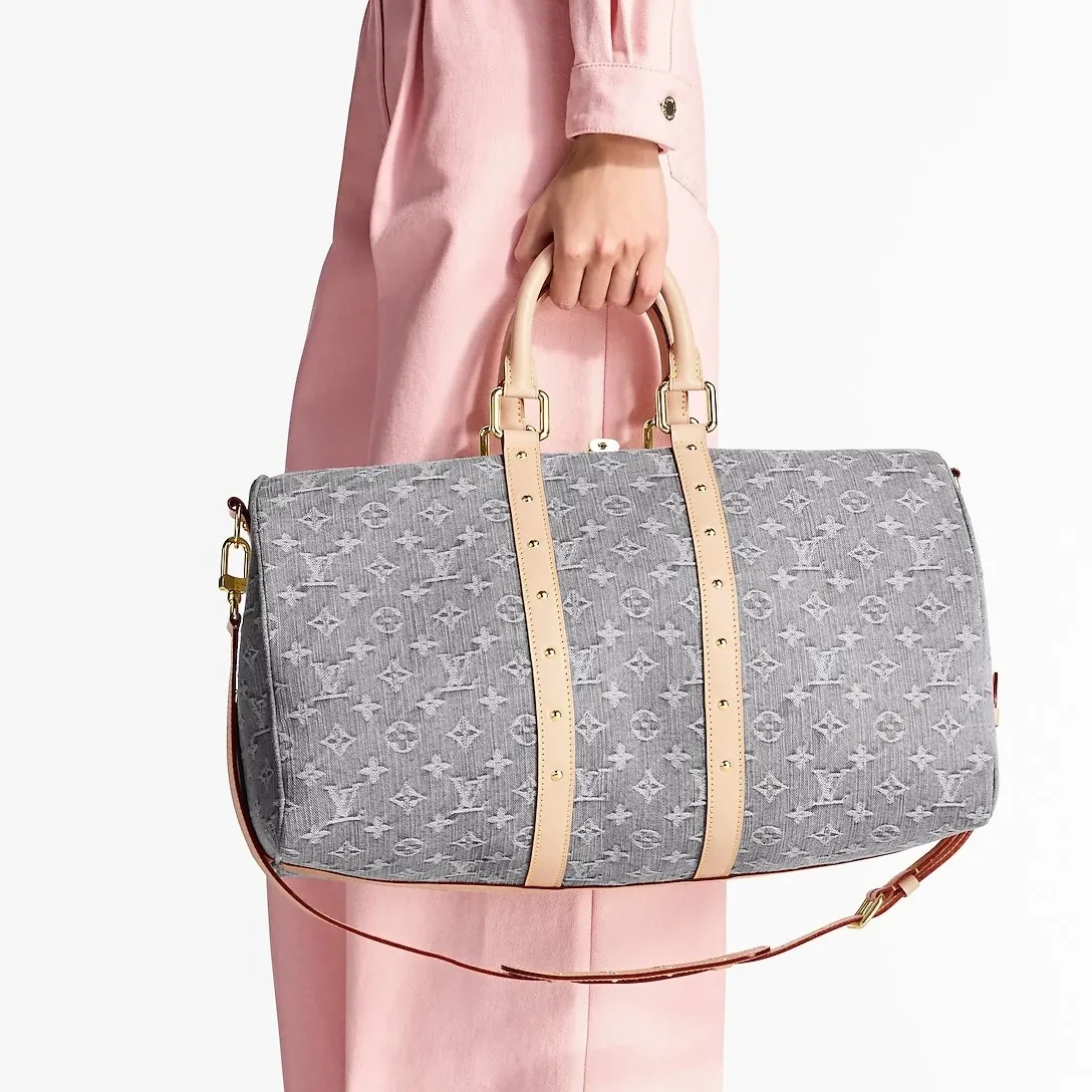 Louis Vuitton Keepall Bandouliere 45 Travel Bag in Cloudy Gray Gold Hardware Louis Vuitton Keepall Bandouliere 45 Travel Bag in Cloudy Gray Gold Hardware