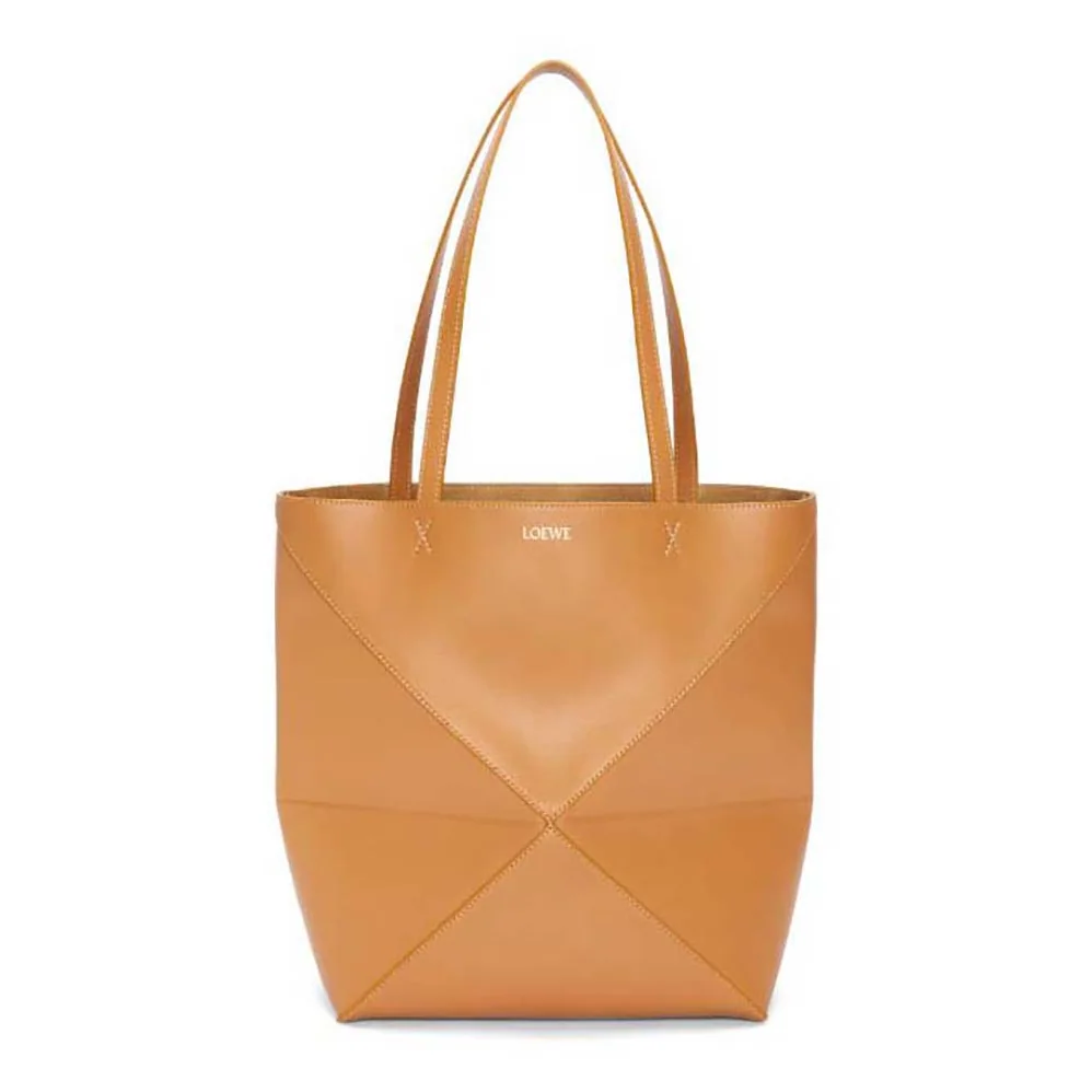 Loewe Puzzle Fold Tote in Shiny Calfskin for Unisex in Brown