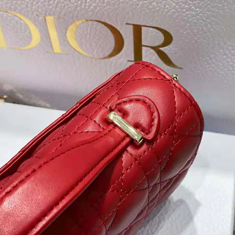 Dior Lady Dior Top Handle Clutch Scarlet Red Cannage Lambskin for Women Dior Lady Dior Top Handle Clutch Scarlet Red Cannage Lambskin for Women