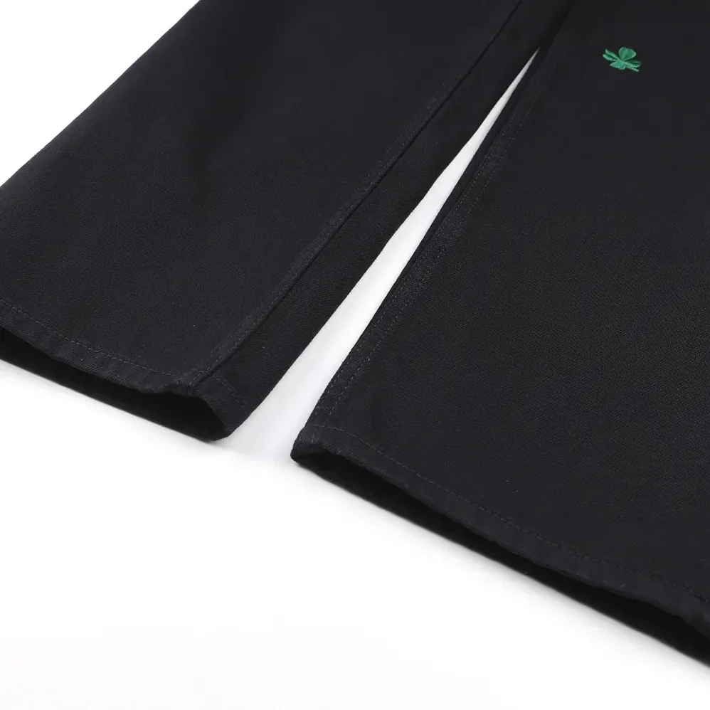 Dior Long Regular Jeans with Dior Clover Embroideries Black Cotton Twill for Men