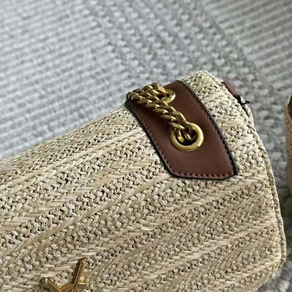 Saint Laurent YSL Niki Small Chain Bag in Raffia and Leather for Women in Natural Saint Laurent YSL Niki Small Chain Bag in Raffia and Leather for Women in Natural