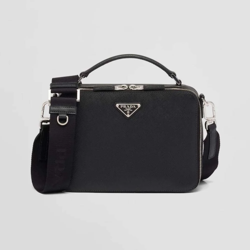 Prada Brique Saffiano Leather Bag for Men in Black Prada Brique Saffiano Leather Bag for Men in Black