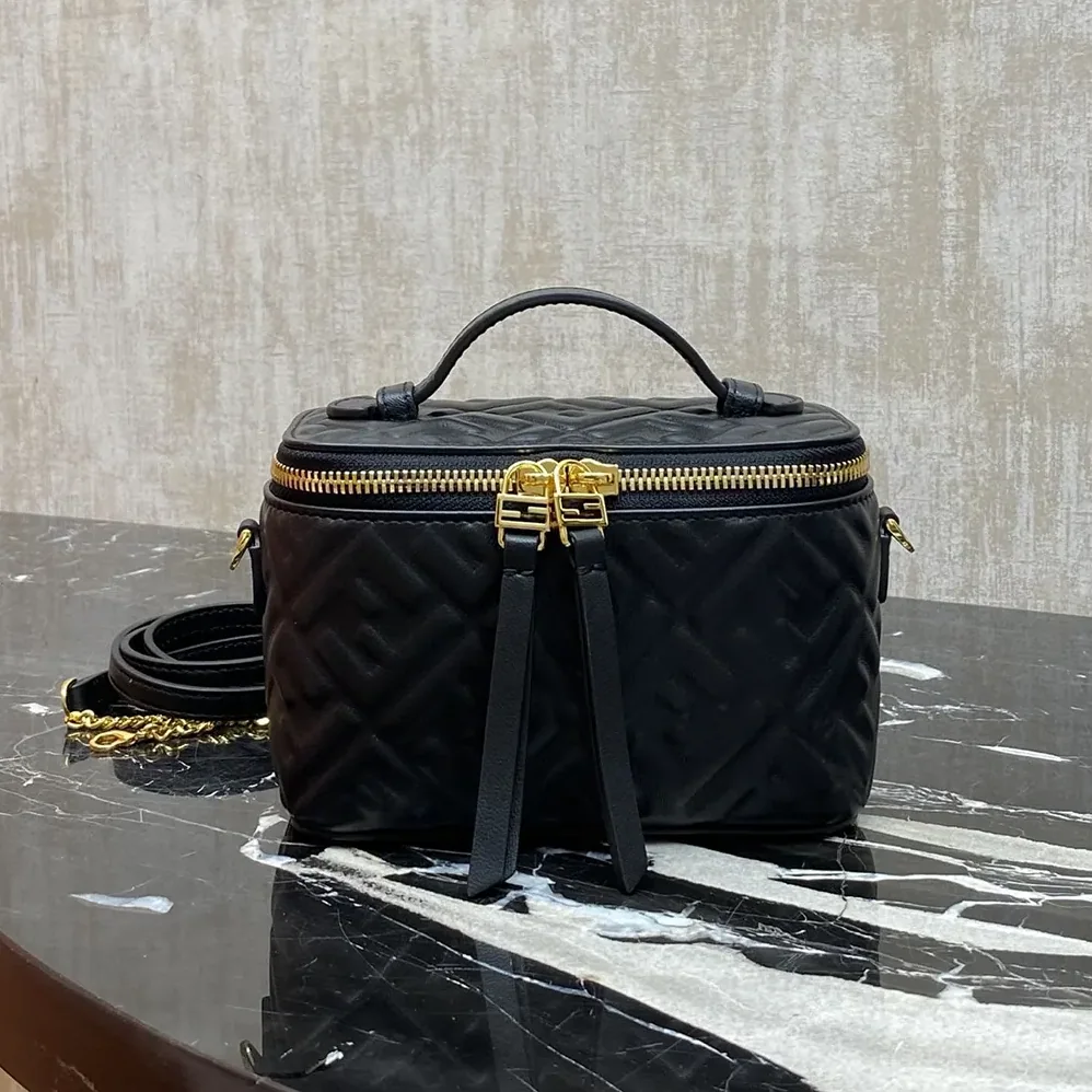 Fendi Vanity Black Nappa Leather Mini for Women in Bag With Ff Motif