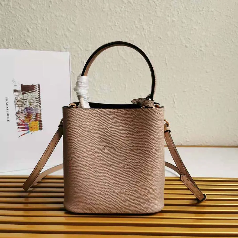 Prada Small Saffiano Leather Prada Panier Bag for Women in Sandy