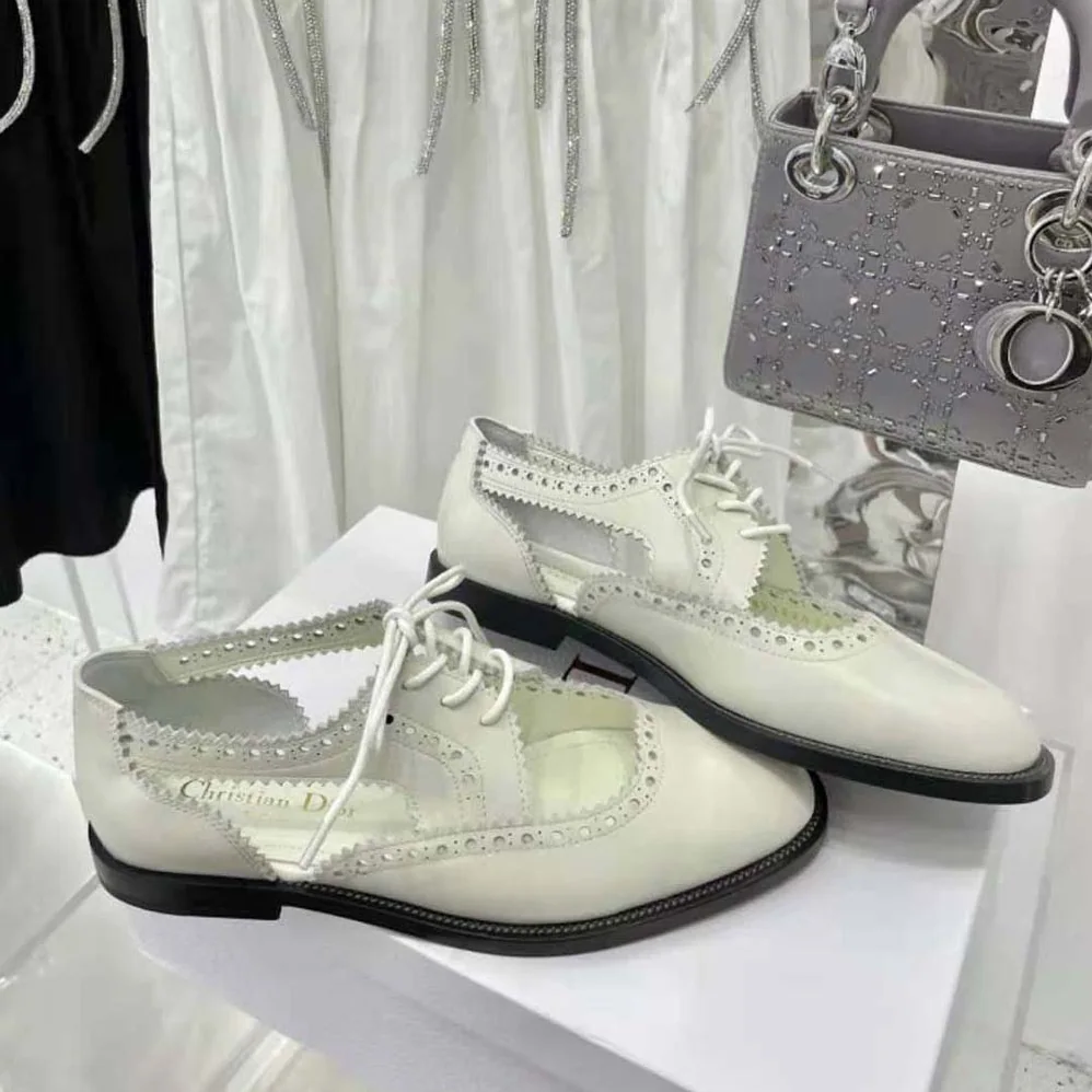 Dior Teddy-d Derby White Perforated Calfskin for Women