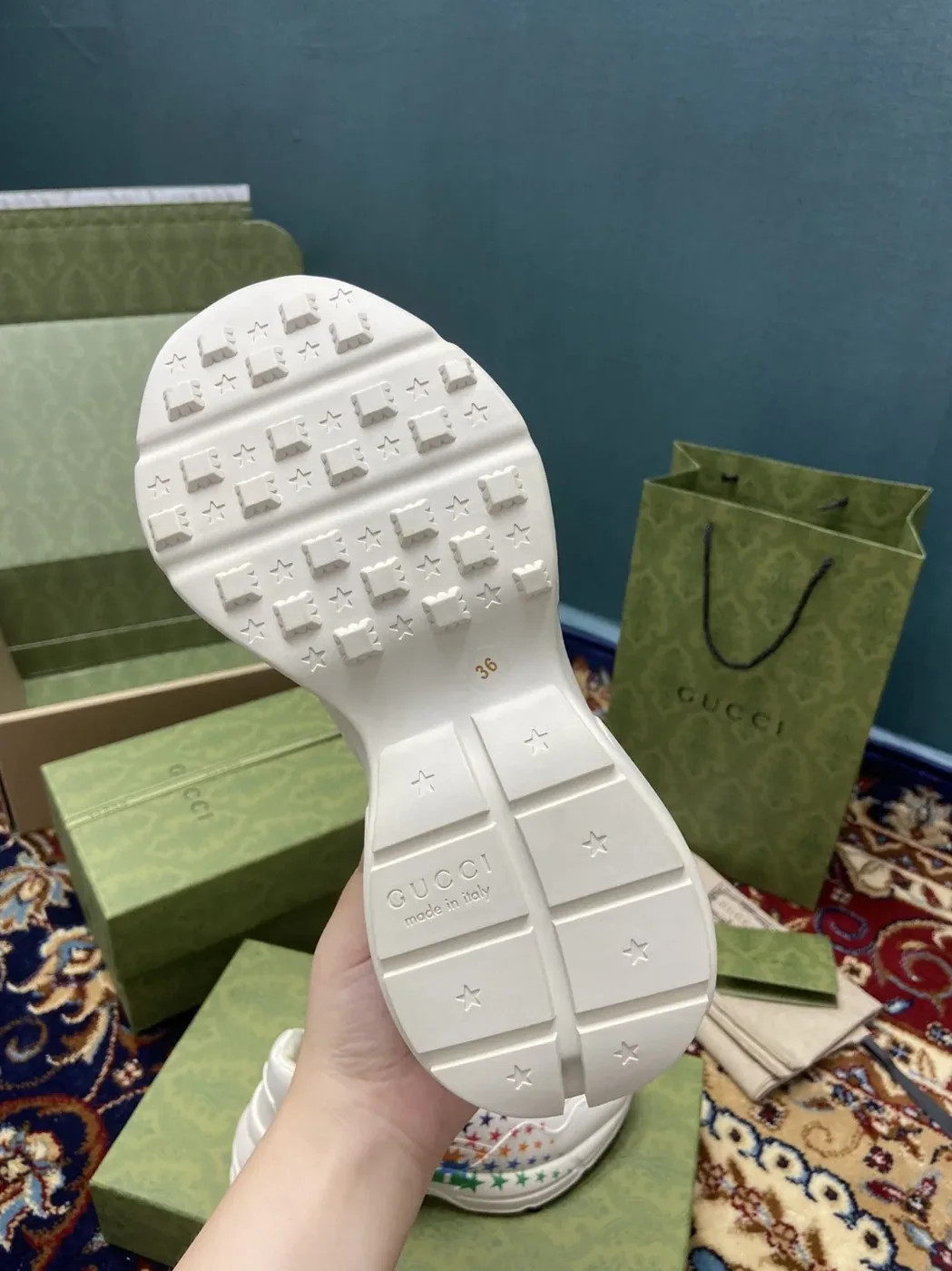 Gucci Rhyton Sneakers With Gucci Stars White Ivory for Men