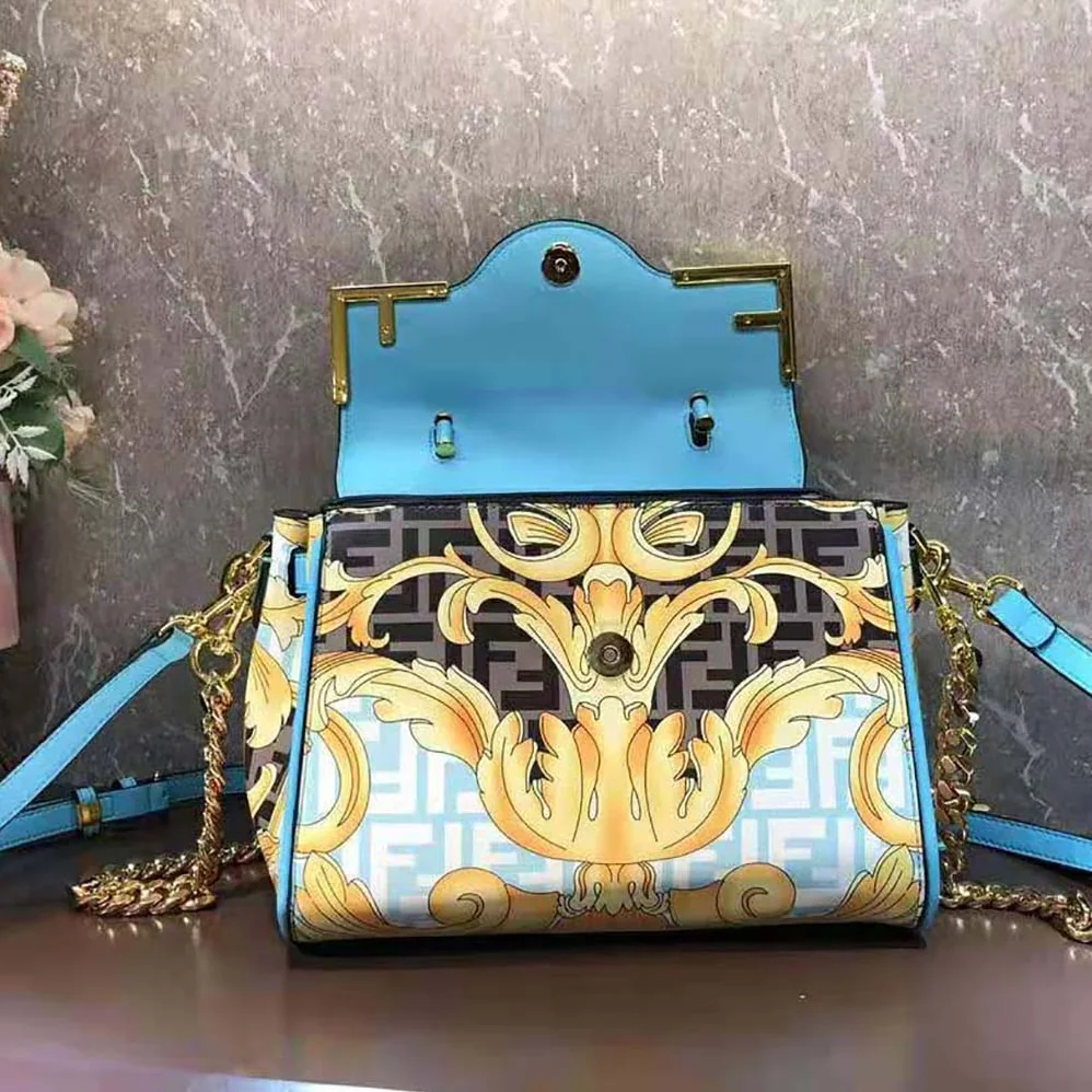 Fendi Fendace La Medusa Medium Handbag for Women in Blue