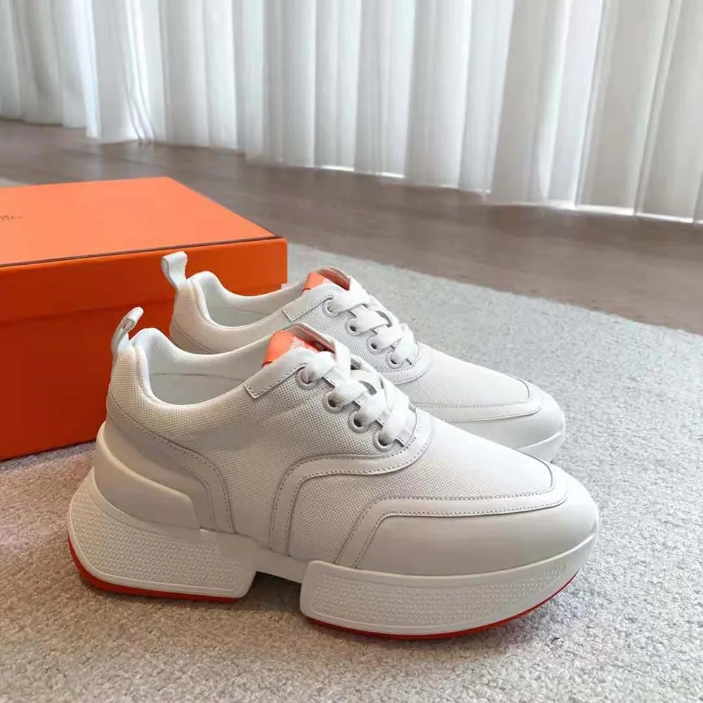 Hermes Giga Sneaker in Stitched Mesh and Calfskin for Unisex in White Hermes Giga Sneaker in Stitched Mesh and Calfskin for Unisex in White