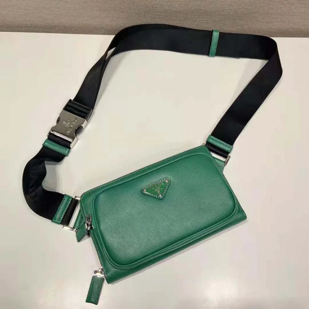 Prada Saffiano Leather Belt Bag for Men in Green