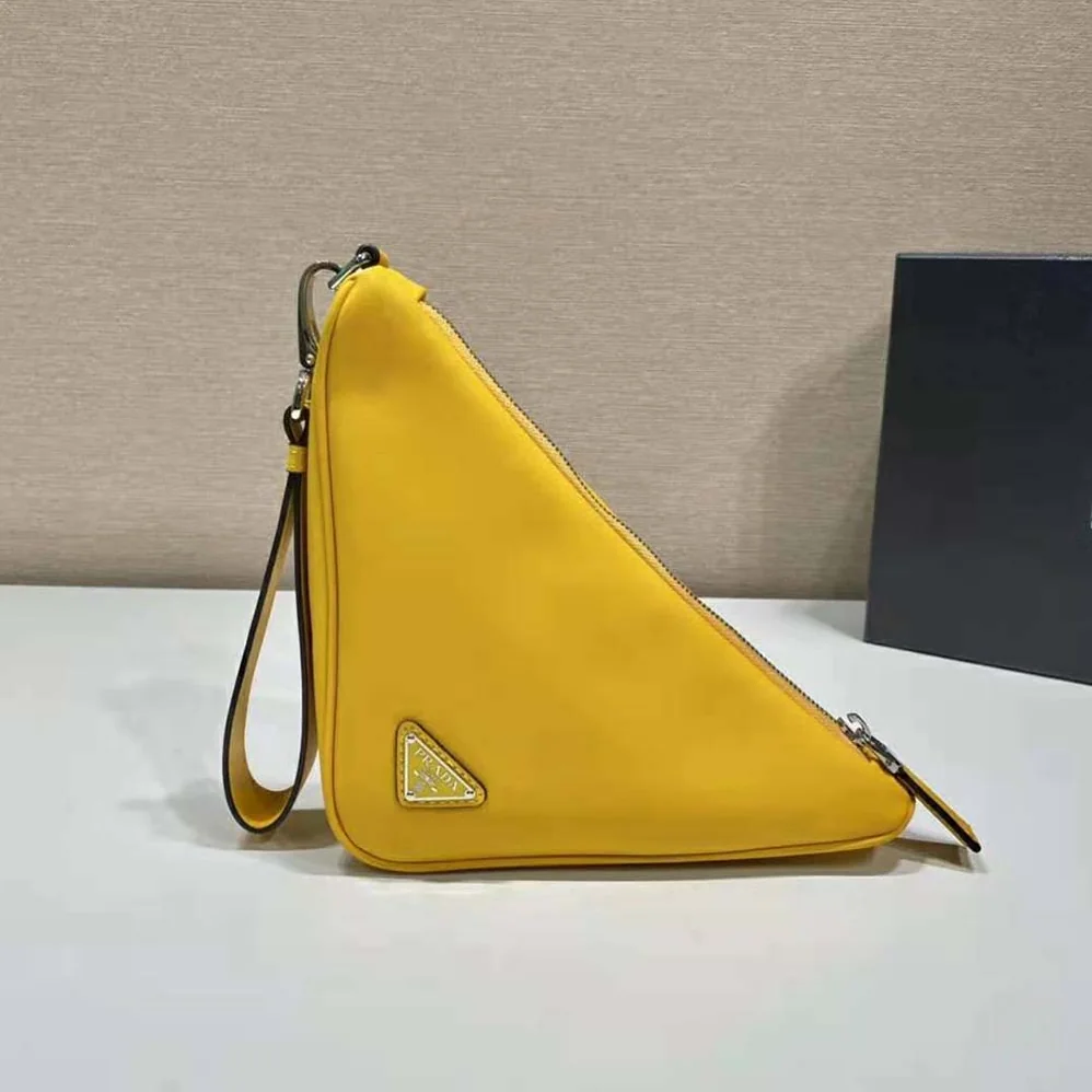 Prada Leather Triangle Leather Pouch for Women in Yellow