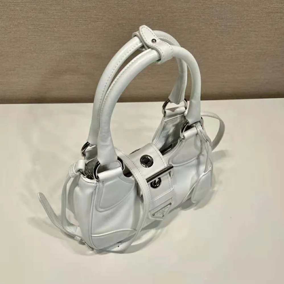 Prada Moon Re-Nylon and Leather Bag for Women in White Prada Moon Re-Nylon and Leather Bag for Women in White
