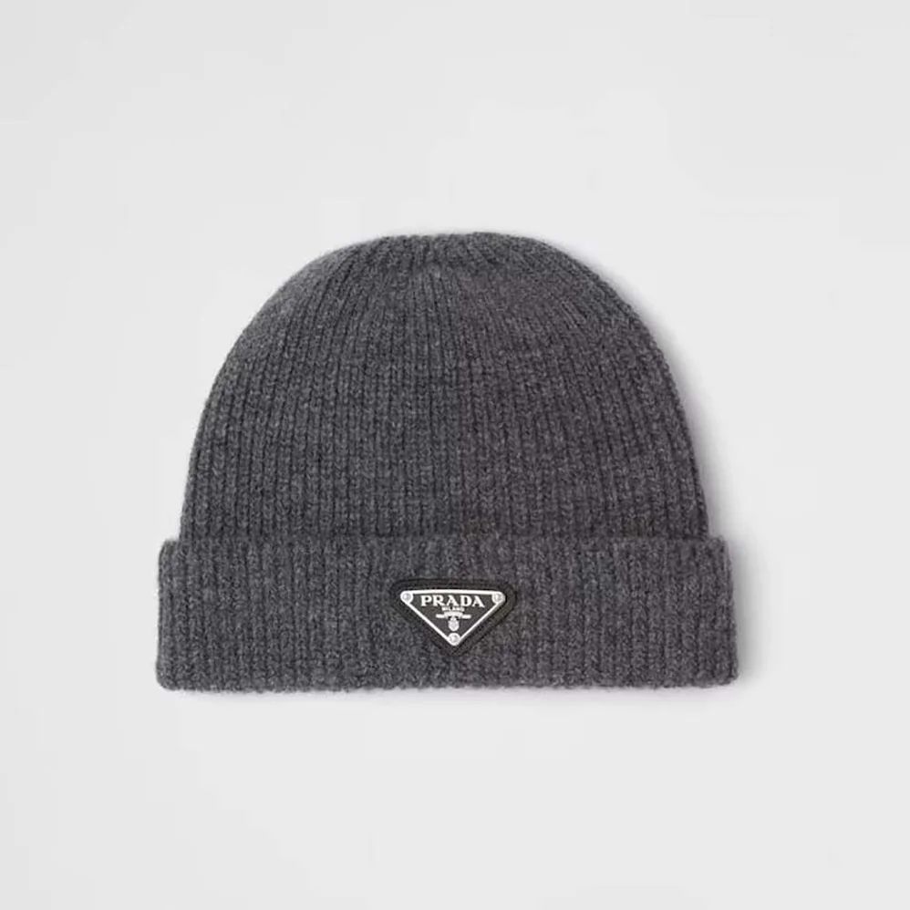 Prada Wool and Cashmere Beanie for Unisex in Silver Prada Wool and Cashmere Beanie for Unisex in Silver