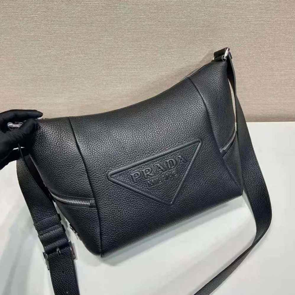Prada Leather Bag with Shoulder Strap for Men in Black