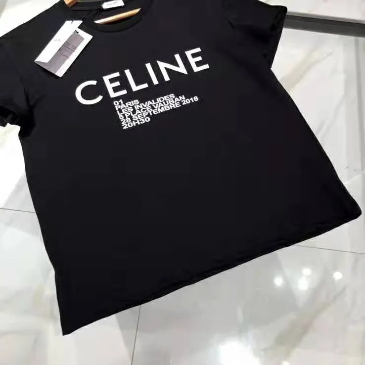 Celine Crew Neck Classic T-Shirt Celine Printed Jersey for Women in Black Celine Crew Neck Classic T-Shirt Celine Printed Jersey for Women in Black